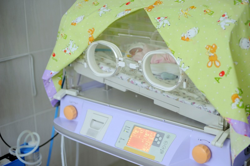 Close-up of incubator at maternity clinic's room
