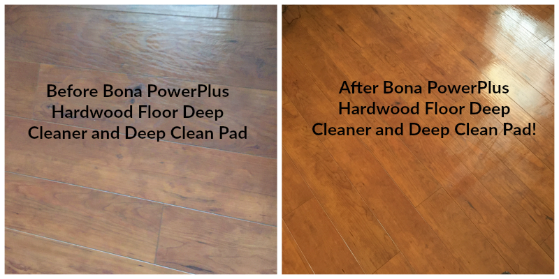 Bona PowerPlus Hardwood Floor Deep Cleaner before and after